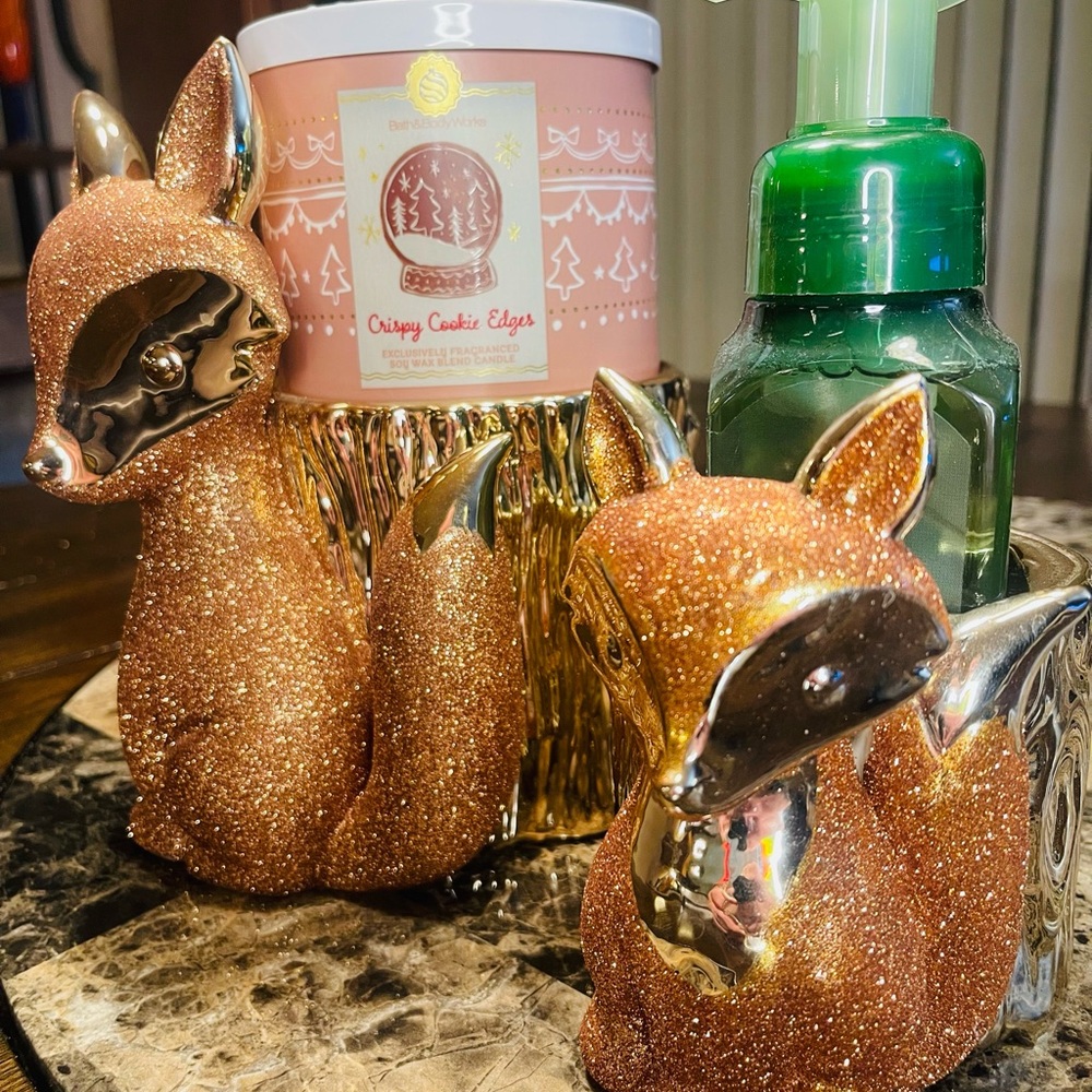 BBW Glittery Fox Figurines Candle and Soap Holders